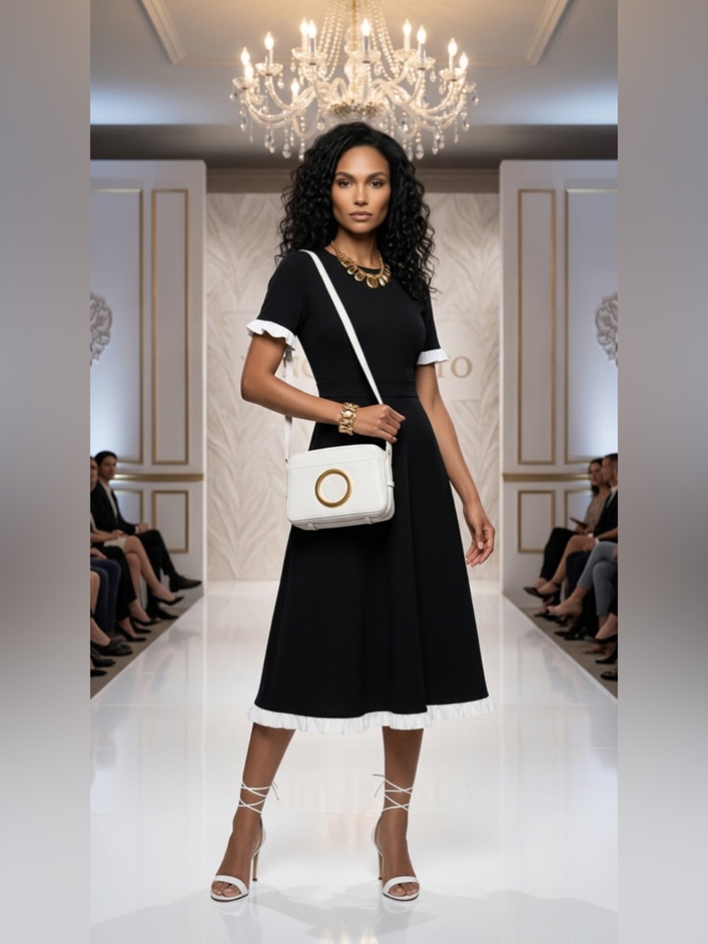 Vince Camuto White Crossbody Bag with Beautiful Gold Ring Detail